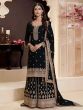 Black Silk Salwar Suit In Zari Work With Dupatta