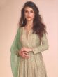 Green Embroidered Sharara Suit With Flare Kameez