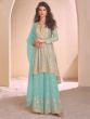 Turquoise Blue Zari Embellished Sharara Style Suit
