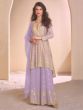 Lilac Full Sleeved Salwar Suit In Sharara Style
