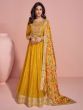 Yellow Full Sleeved Anarkali Suit In Floral Embroidery