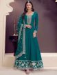 Teal Blue Silver Zari Work Festive Salwar Kameez