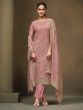 Light Pnk Organza Salwar Kameez In Pant Style