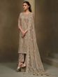 Brown Embroidered Casual Salwar Kameez In Organza