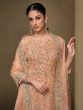 Peach Pakistani Style Salwar Suit With Organza Dupatta