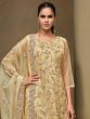 Yellow Pant Style Salwar Suit In Thread Work