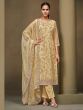 Yellow Pant Style Salwar Suit In Thread Work
