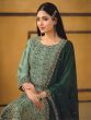 Green Embroidered Salwar Kameez In Pant Style