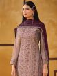 Mauve Pant Style Salwar Suit In Stone Work