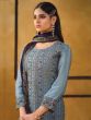 Blue Pakistani Style Suit Set In Heavy Embroidery