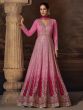 Pink Georgette Anarkali Suit In Heavy Embroidery