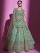 Green Thread Embroidered Lehenga Choli In Art Silk