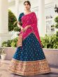 Blue Woven Traditional Lehenga Choli In Banarasi Silk