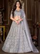 Silver Sequined Engagement Lehenga Choli In Net