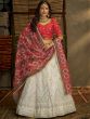 White Georgette Lehenga Choli In Zari Embroidery