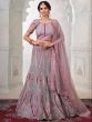 Purple Embroidered Net Lehenga Choli With Dupatta