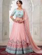 Peach Sequins Embroidered Georgette Lehenga Choli