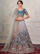 Blue Shaded Net Lehenga Choli With Embroidery