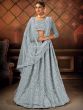 Grey Resham Embroidered Lehenga Choli In Net