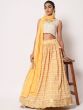 Yellow Printed Art Silk Lehenga Choli With Dupatta