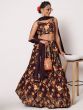 Brown Art Silk Lehenga Choli With Floral Prints