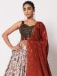 White Printed Art Silk Lehenga Choli With Dupatta