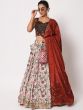 White Printed Art Silk Lehenga Choli With Dupatta