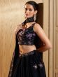 Black Georgette Lehenga Choli With Floral Embroidery