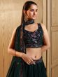 Green Georgette Lehenga Choli With Thread Embroidery