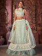 Blue Bridesmaid Net Lehenga Choli With Embroidery