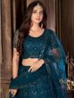 Blue Sequins Embroidered Lehenga Choli In Net