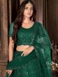 Green Net Embroidered Lehenga Choli With Dupatta