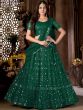 Green Net Embroidered Lehenga Choli With Dupatta