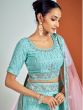 Blue Sequins Embroidered Lehenga Choli In Georgette