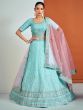 Blue Sequins Embroidered Lehenga Choli In Georgette