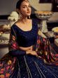 Blue Bridesmaid Sequined Lehenga Choli In Georgette