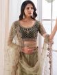 Green Shaded Wedding Wear Lehenga Choli In Net