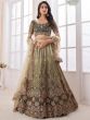 Green Shaded Wedding Wear Lehenga Choli In Net