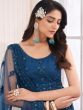 Blue Sequins Embroidered Lehenga Choli In Net