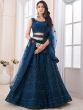 Blue Sequins Embroidered Lehenga Choli In Net