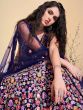 Blue Mirror Work Net Lehenga Choli For Sangeet