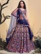Blue Mirror Work Net Lehenga Choli For Sangeet