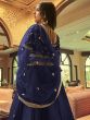 Blue Ruffle Styled Lehenga Choli In Satin With Dupatta