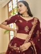 Maroon Organza Lehenga Choli With Zari Work