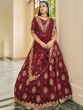 Maroon Organza Lehenga Choli With Zari Work