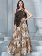 Brown Floral Party Wear Lehenga In Art Silk