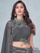 Grey Party Wear Lengha With Embroidered Choli