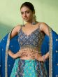 Blue Sequins Embroidered Lengha In Georgette