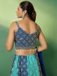 Blue Sequins Embroidered Lengha In Georgette