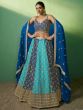 Blue Sequins Embroidered Lengha In Georgette